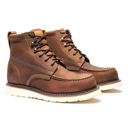 BONANZA Brown Full Grain Saddle Leather Work Boot