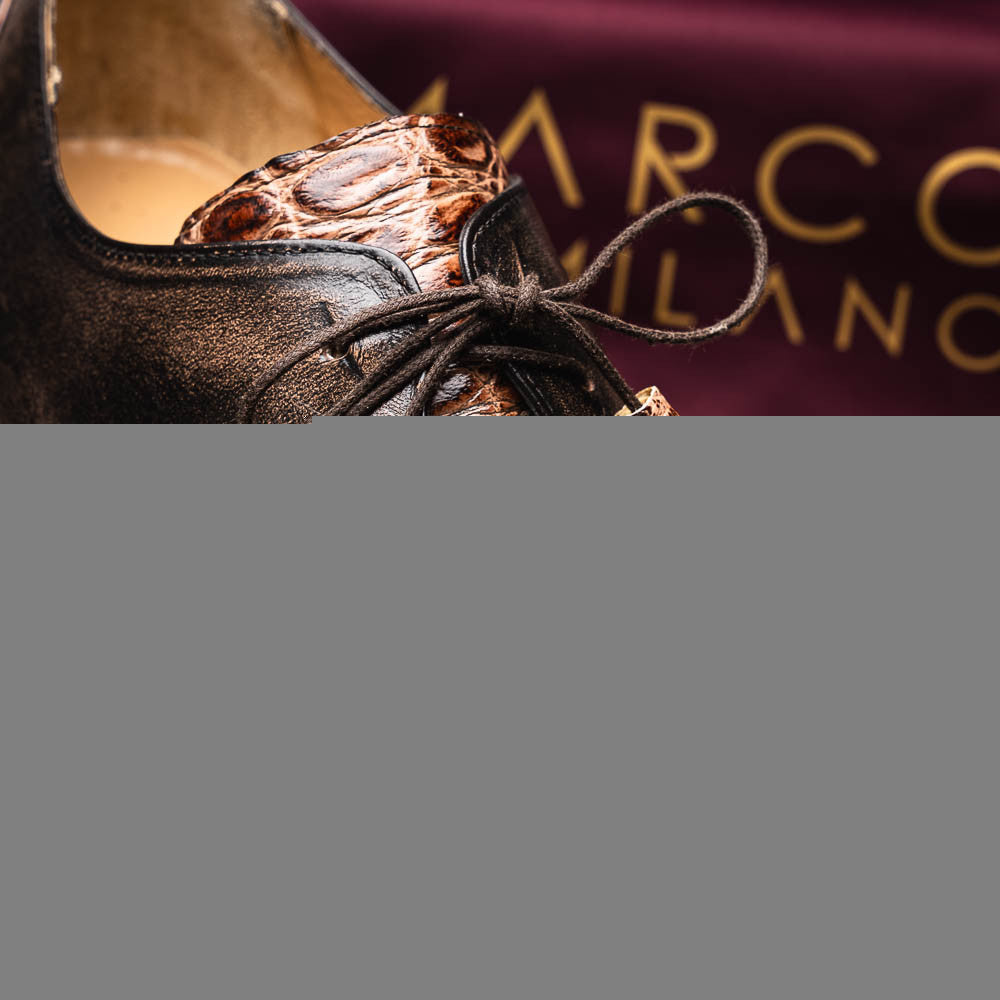 Marco Di Milano Men's Anzio Alligator & Calfskin Derby in Orix / Brown