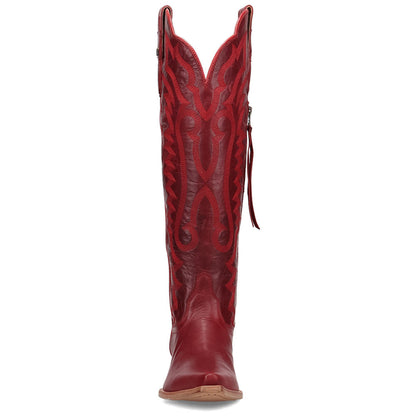 Dan Post Heartland Leather Red Zipper Snip Toe Western Cowgirl Boots