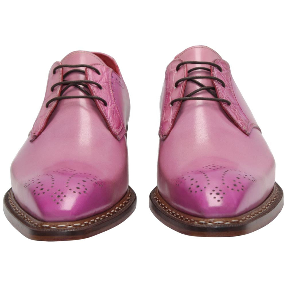 Fennix of Italy Genuine Alligator Skin TYLER Pink Derby Shoes (US Men Size)
