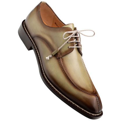 Mezlan Belmonte Men’s Olive Hand-Burnished Patina Calfskin Dress Derby Shoes
