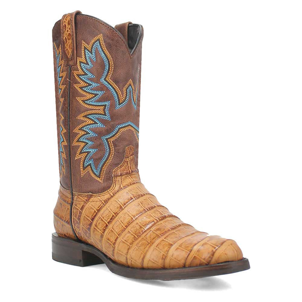 Dingo Trail Boss Tan Crocodile Print Round Toe Western Cowboy Boot (US Men Size)