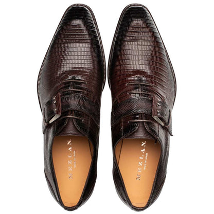 Mezlan Omero Brown Lizard Leather Monk-Oxford Hybrid Dress Shoes