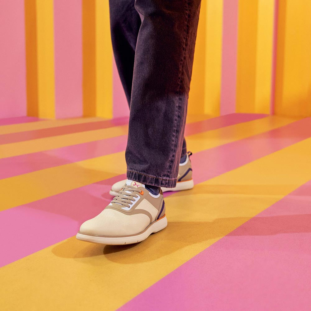 Stacy Adams Men’s Plain Toe Cream Elastic Lace Up Casual Hybrid Everidge