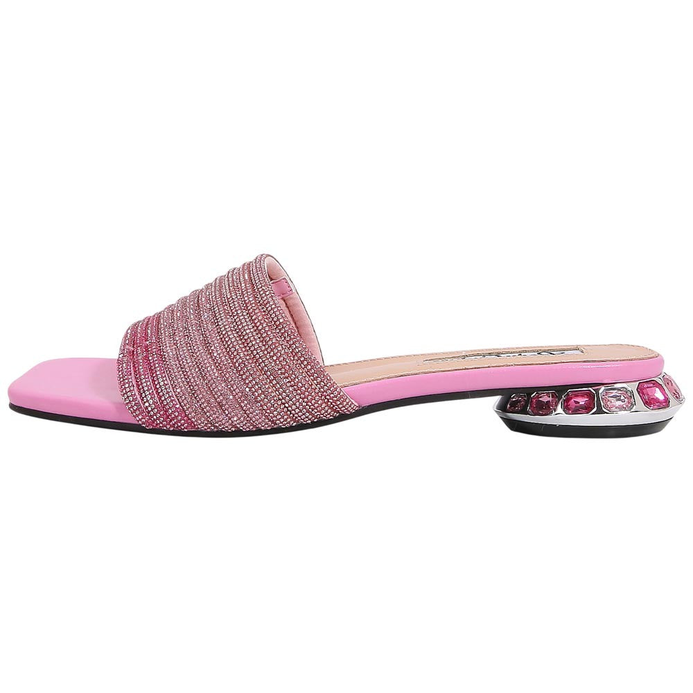 Lady Couture Amazing Women's Pink Multi Rhinestone Strap Slide Sandals