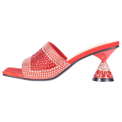 Lady Couture Fontana Women's Red Block Heel Wide Vamp Mules