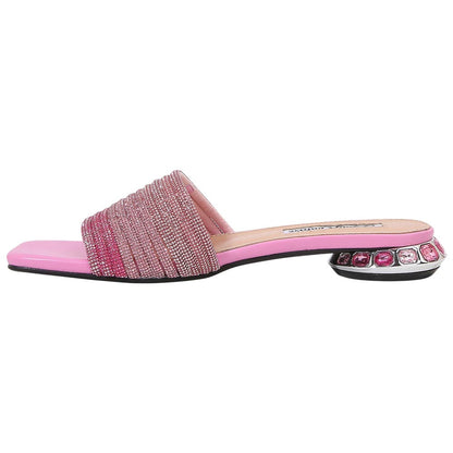 Lady Couture Amazing Women's Pink Multi Rhinestone Strap Slide Sandals