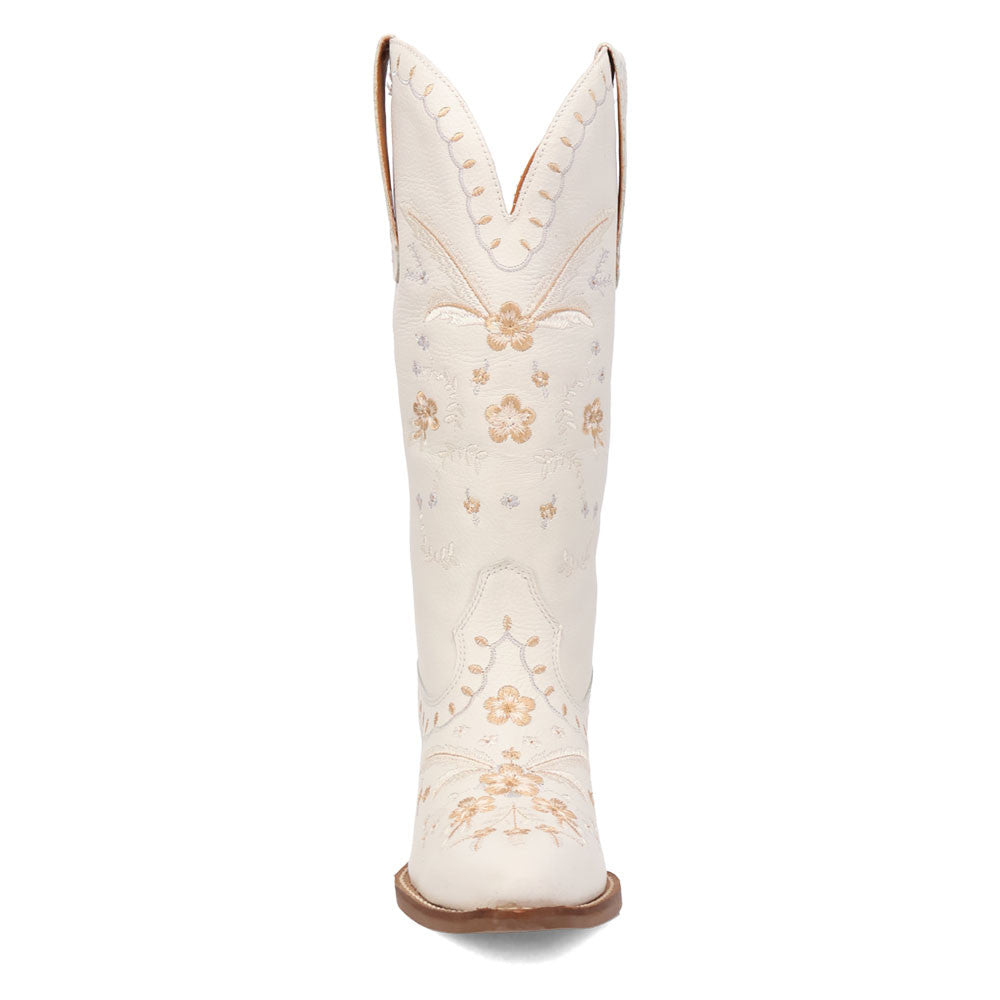 Dingo Full Bloom Floral White Leather Snip Toe Western Cowgirl (USA Women Size)