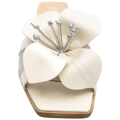 Lady Couture Women's Blossom Beige Leather Slide Sandals