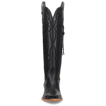 Dan Post Heartland Leather Black Zipper Snip Toe Western Cowgirl Boots