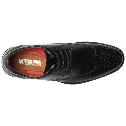 Stacy Adams Men’s Smooth Leather Wing Tip Black Oxfords Bennett