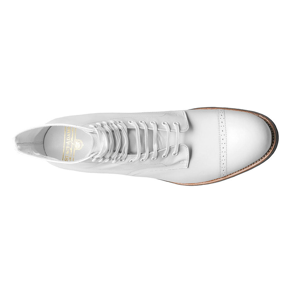 Stacy Adams Madison White Leather Cap Toe Boots