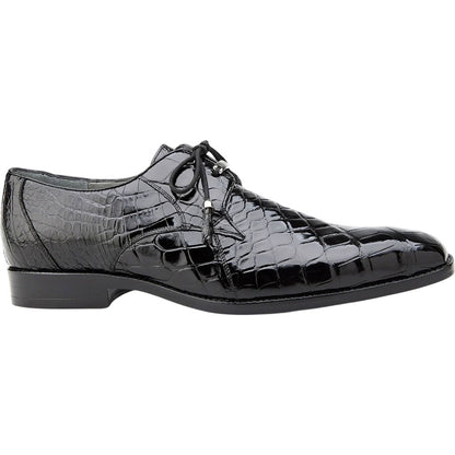Belvedere Lago Men's Black Genuine American Alligator Skin Lace Up Shoes