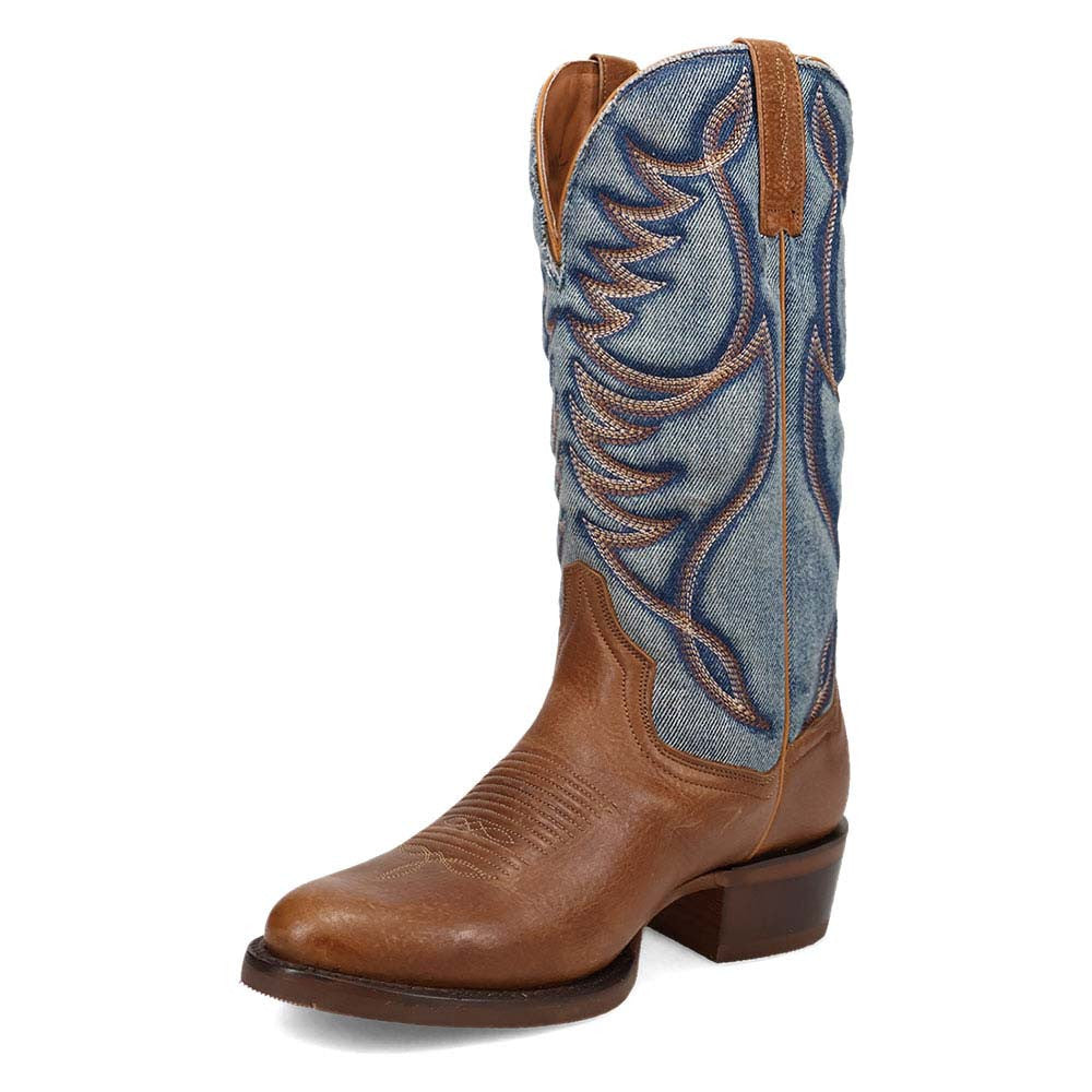 Dan Post Bullock Tan Leather Medium Toe Western Cowboy Boots (USA Men Size)