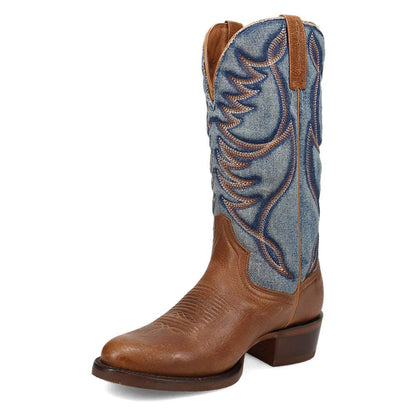 Dan Post Bullock Tan Leather Medium Toe Western Cowboy Boots (USA Men Size)