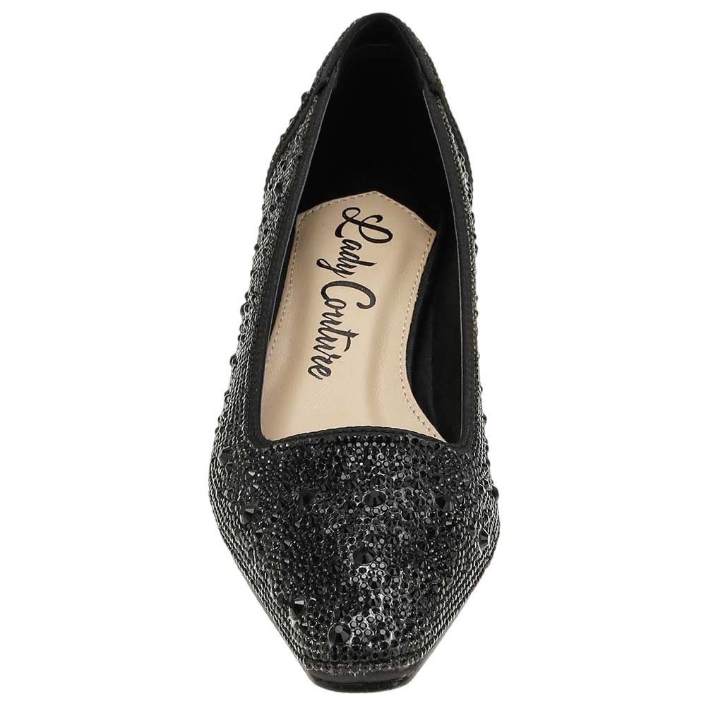 Lady Couture Fever Women's Black Rhinestone Crystal Pointed Toe Dress Shoes
