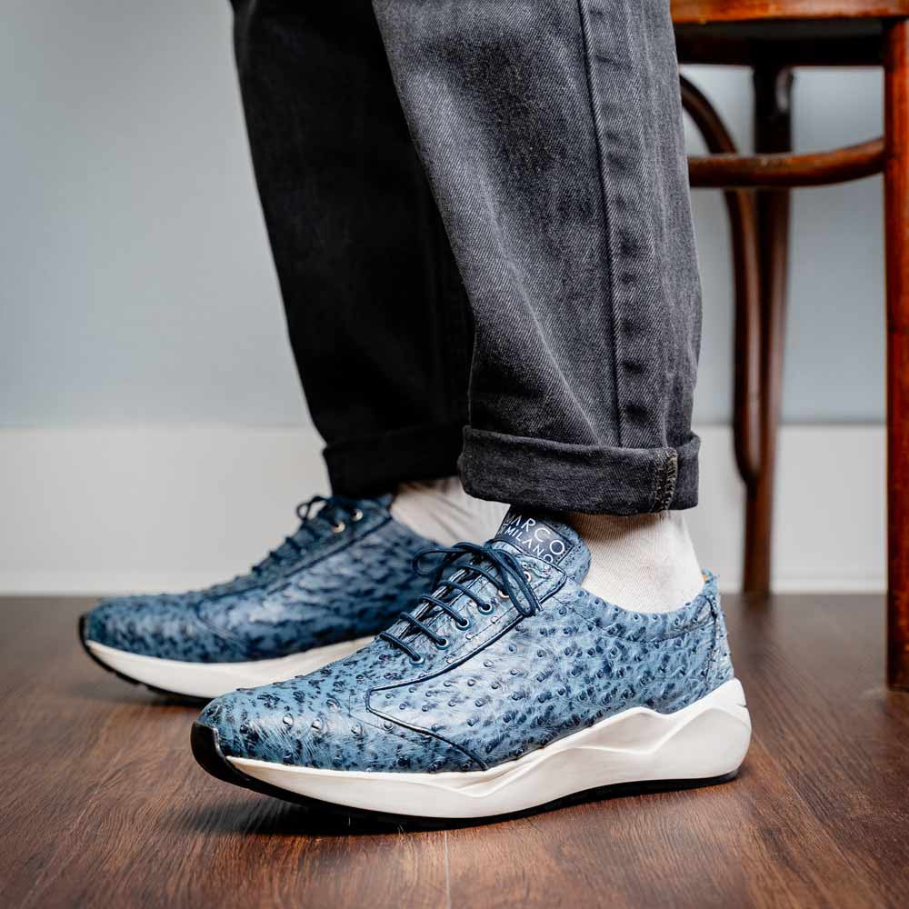 Varenna Men’s Genuine Full-Quill Qstrich Skin Luxury Sneaker | Marco Di Milano