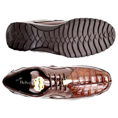 Belvedere Vasco Men's Tabac Brown Hornback Crocodile & Soft Calf Sneaker