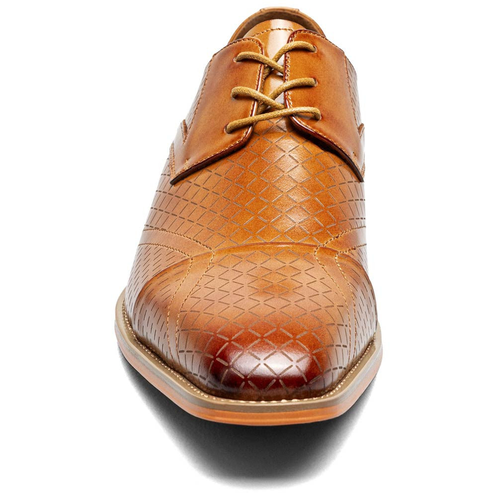 Stacy Adams Men’s Tan Textured Leather Cap Toe Oxfords Hobson