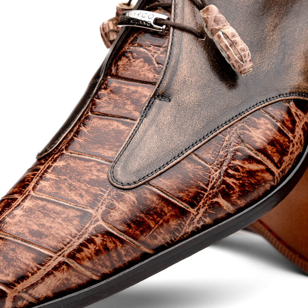 Marco Di Milano Men's Anzio Alligator & Calfskin Derby in Orix / Brown