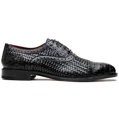 John Black Men’s Woven calfskin Genuine Caiman Crocodile Cap Toe Oxford | Marco DI Milano