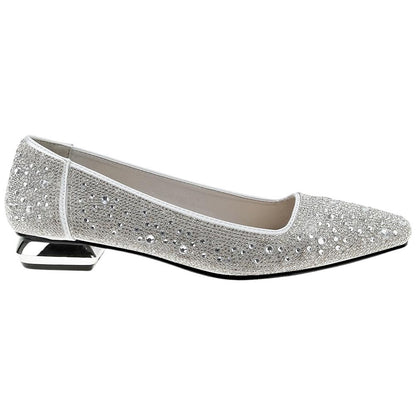 Lady Couture Fever Women's Silver Rhinestone Crystal Pointed Toe Dress Shoes