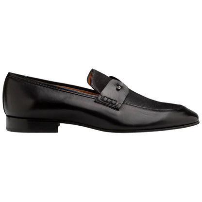 Mezlan Men's Saona Black Calf/Linen Moc Toe Slip-On Loafer
