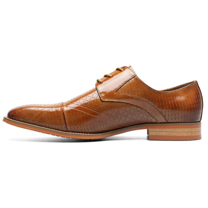 Stacy Adams Men’s Tan Textured Leather Cap Toe Oxfords Hobson