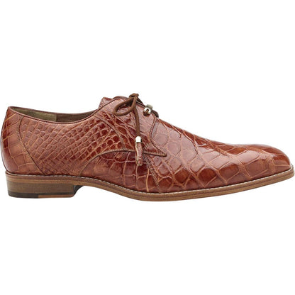 Belvedere Lago Men's Cognac Genuine American Alligator Skin Lace Up Shoes