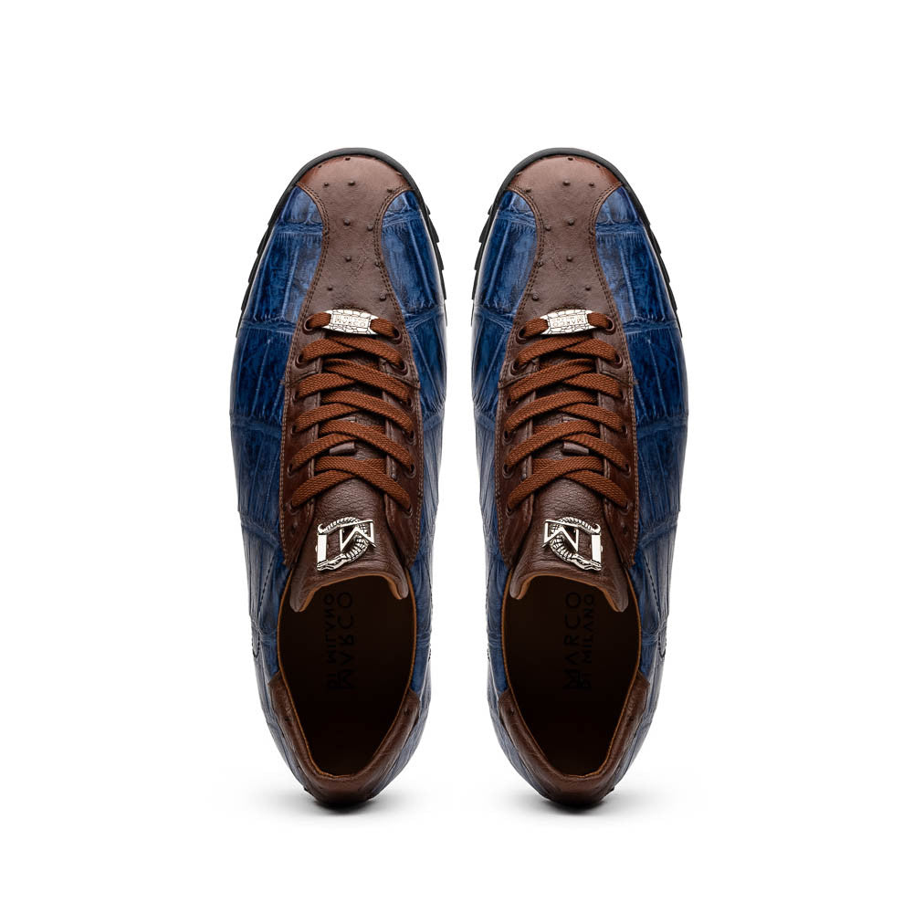 Marco Di Milano SAULO Alligator/Ostrich Bluejean Fashion Sneakers