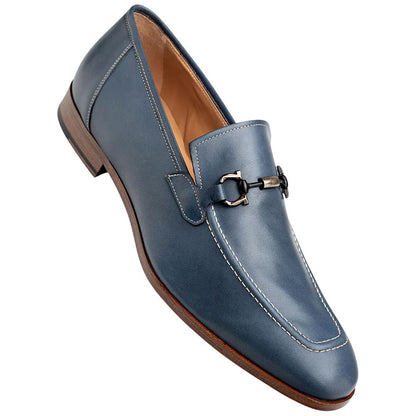 Mezlan Men’s Rios II Flex Jeans Blue Ornament Calfskin Moc Toe Dress Loafer