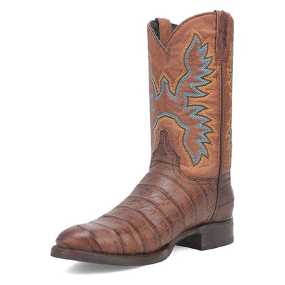 Dingo TrailBoss Brown Crocodile Print Round Toe Western Cowboy Boot(US Men Size)