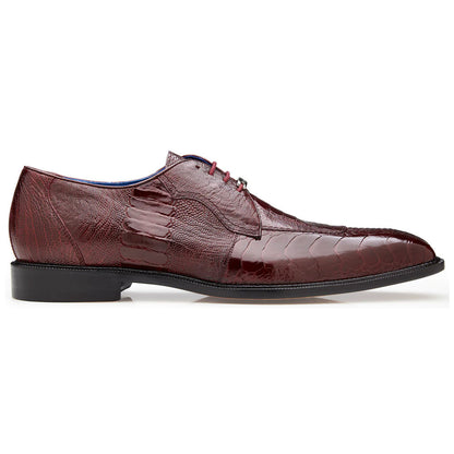 Belvedere Siena Men's Burgundy Genuine Ostrich Skin Lace-Up Shoes