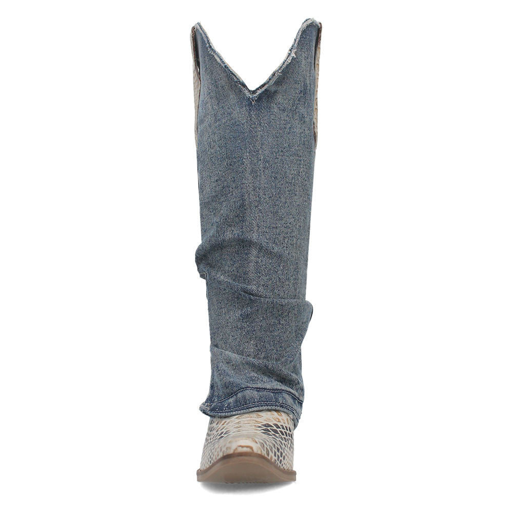 Dingo Animal Print Blue Snip Toe Western Boots for Women