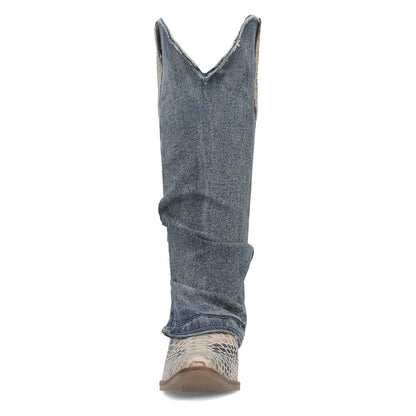 Dingo Animal Print Blue Snip Toe Western Boots for Women