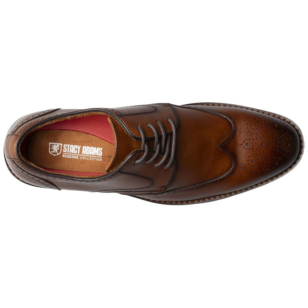 Stacy Adams Men’s Smooth Leather Wing Tip Brandy Oxfords Bennett