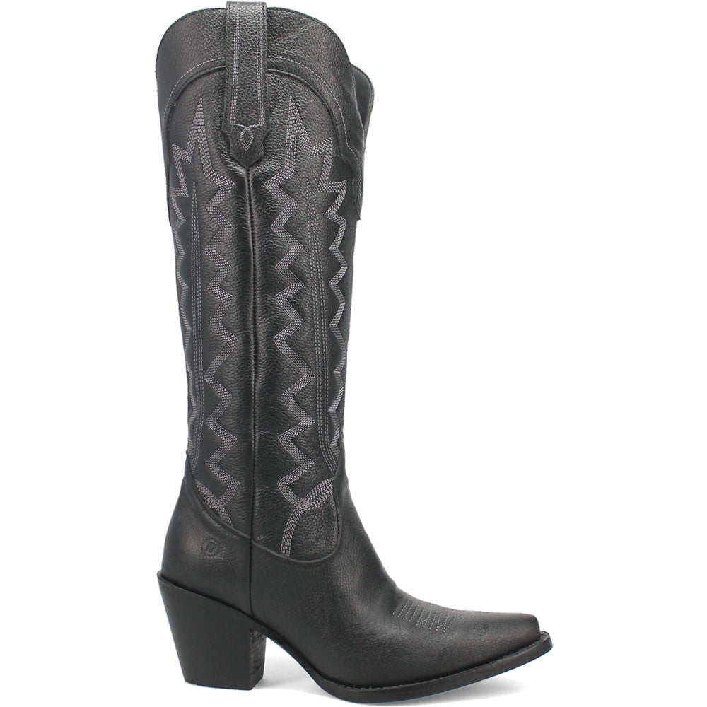 Dingo High Cotton Black Leather Snip Toe Western Cowgirl Boots (USA Women Size)