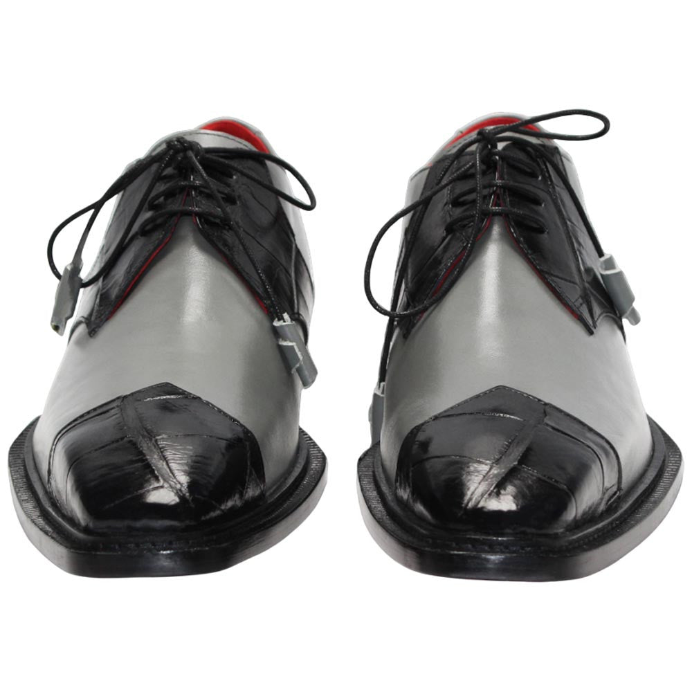 Fennix of Italy Genuine Alligator Skin LANDON 2 Black/Grey Shoes (USA Men Size)