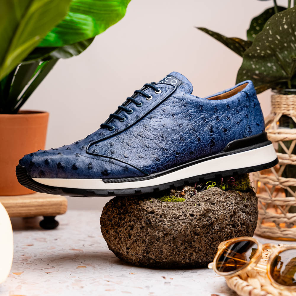 Marco Di Milano Scanno Antique Navy Ostrich Fashion Sneakers