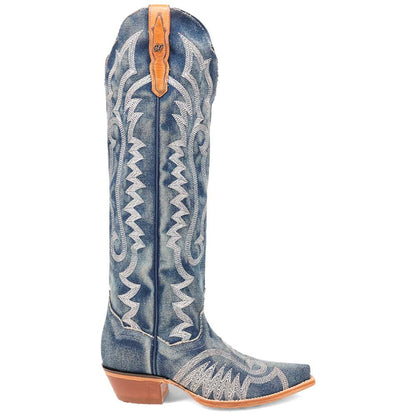 Dan Post Darlin Denim Leather SnipToe Western Cowgirl Zipper Boot(US Women Size)