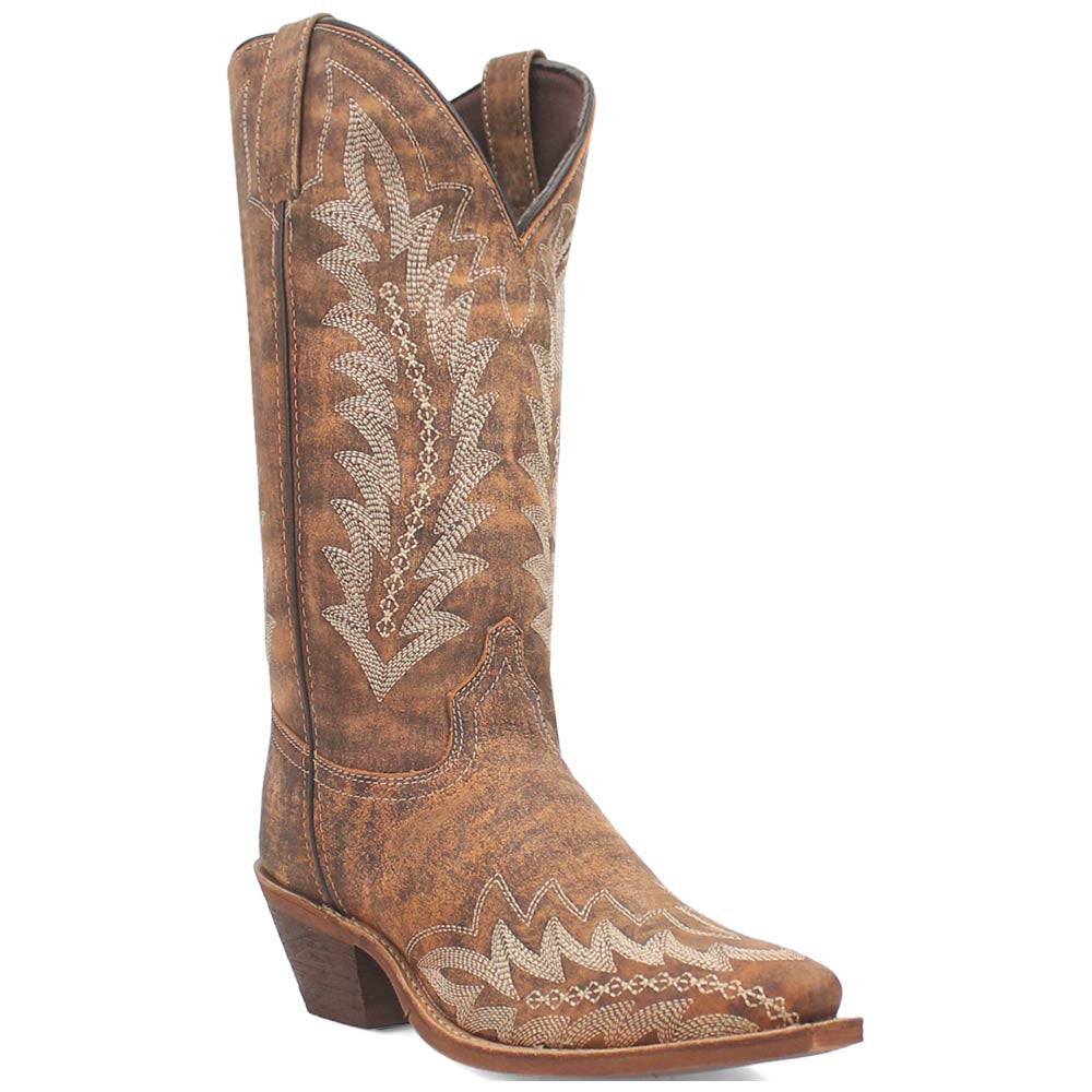 Laredo Emmylee Tan Leather Snip Toe Western Cowgirl Boots (USA Women Size)