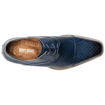 Stacy Adams Men’s Blue Textured Leather Cap Toe Oxfords Hobson