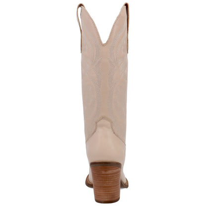 Hensley Leather Sand-on-Sand Embroidered Wooden Block Heel Snip Toe Women Boot | Dingo Western Cowgirl Boots