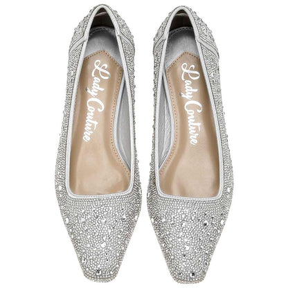 Lady Couture Fever Women's Silver Rhinestone Crystal Pointed Toe Dress Shoes