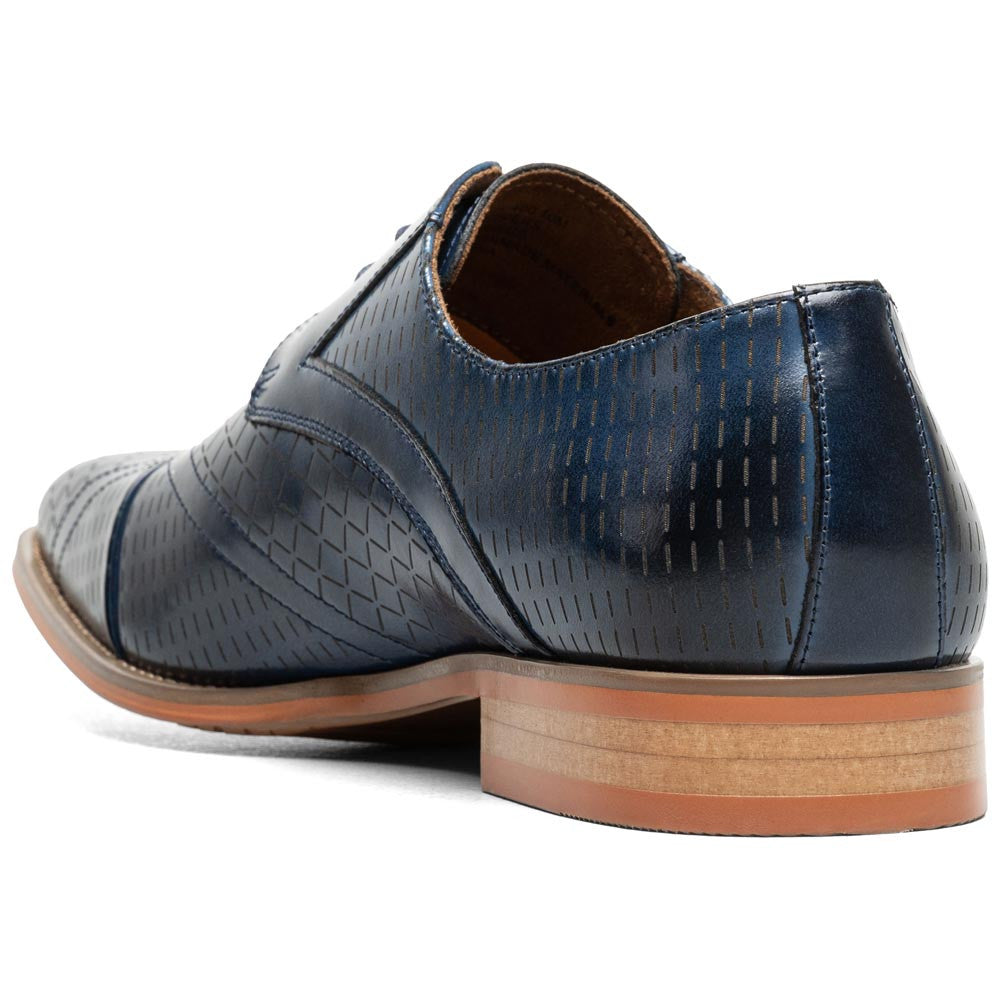 Stacy Adams Men’s Blue Textured Leather Cap Toe Oxfords Hobson