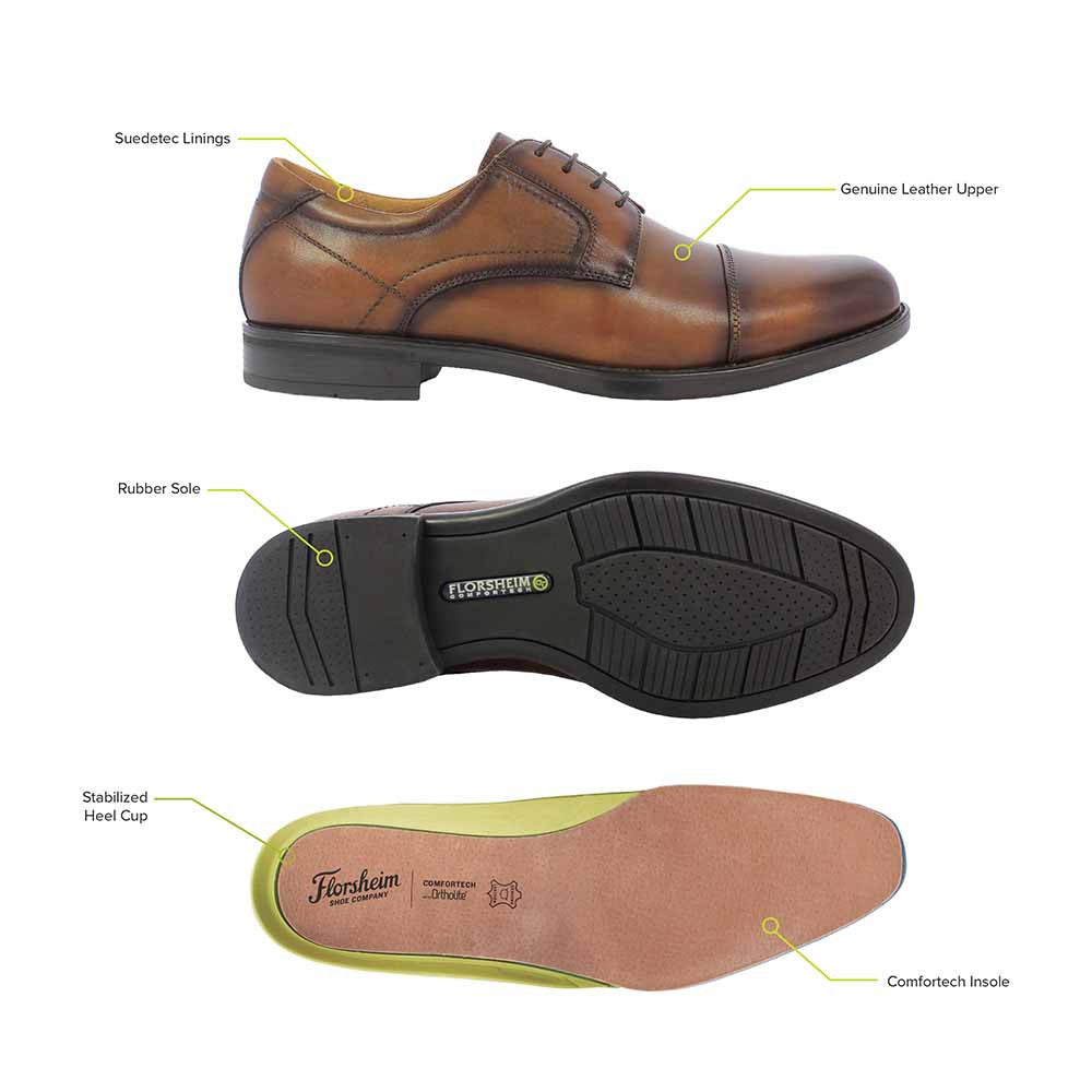 Florsheim Midtown Brown Leather Cap Toe Oxfords