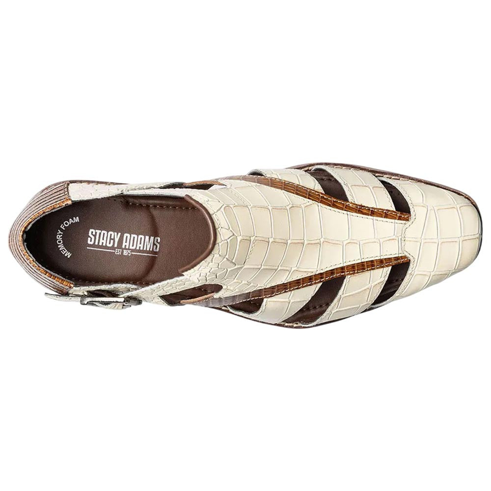 Stacy Adams Calandro Croco & Lizard Print Ivory Multi City Sandal for Men