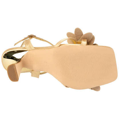 Lady Couture Lust Gold Rhinestone Petal Slingback Heels