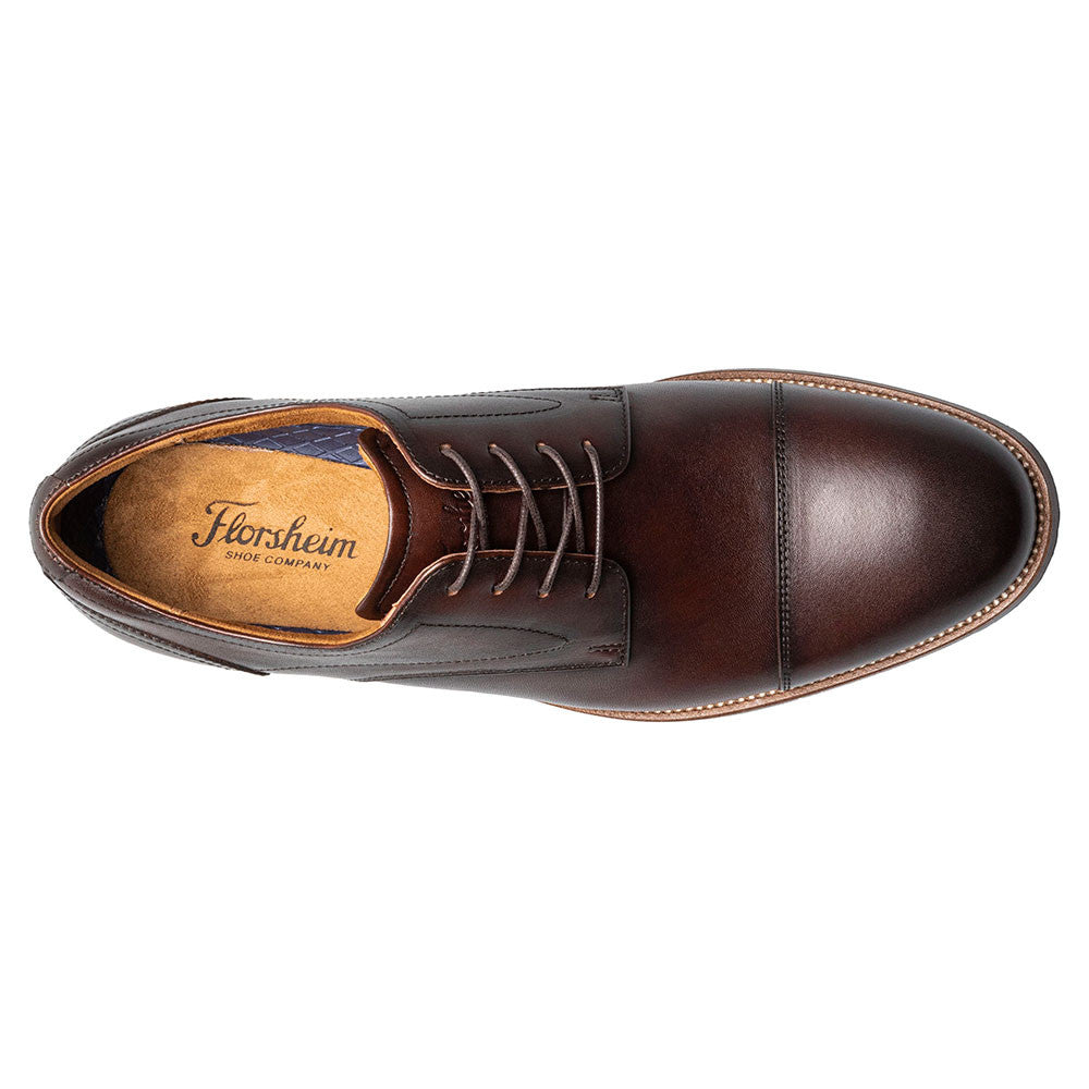 Florsheim Rucci Brown Smooth Leather Cap Toe Derby Dress Shoes (USA Men Size)