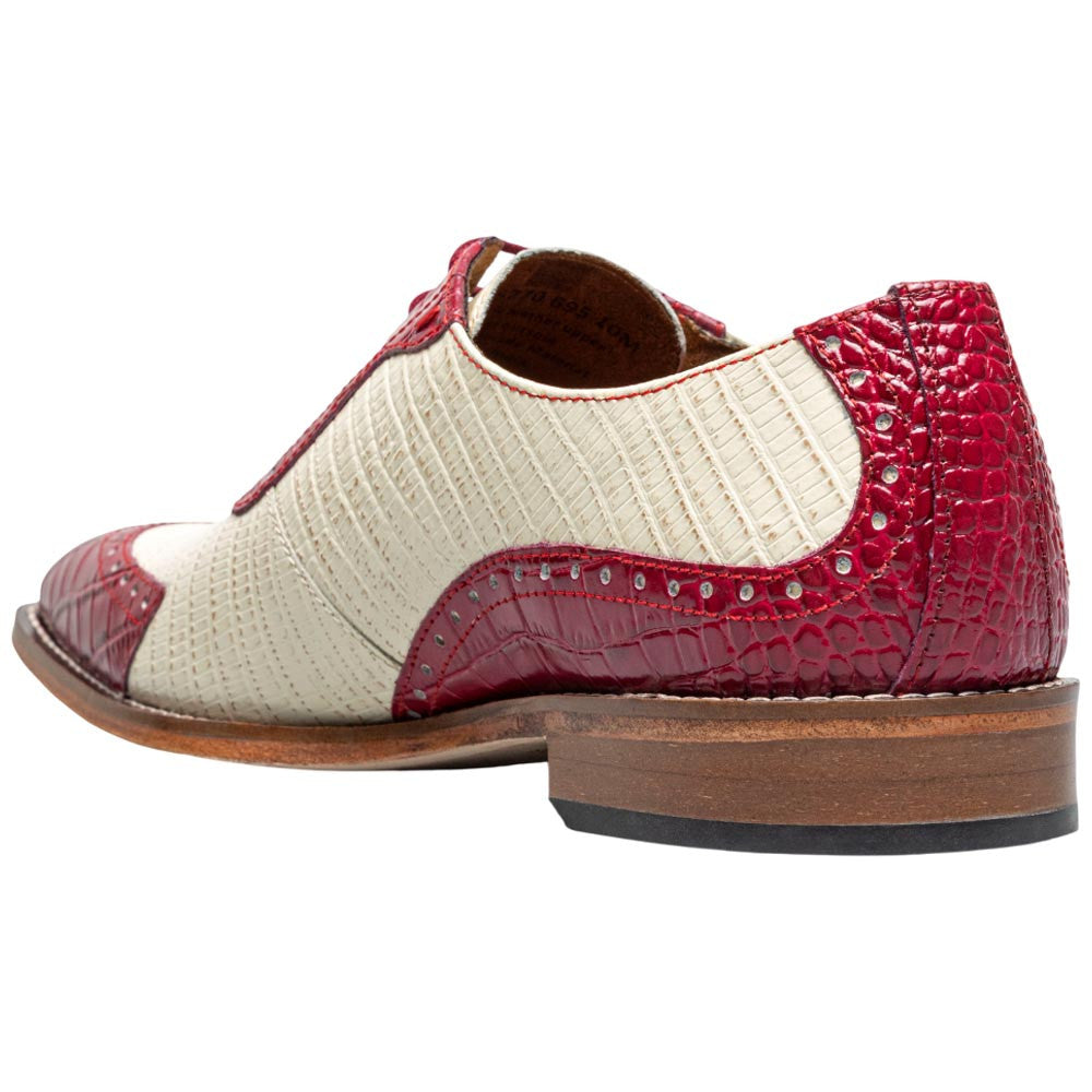 Stacy Adams Tarango Modified Cap Toe Raspberry w/Ivory Oxford Shoes for Men